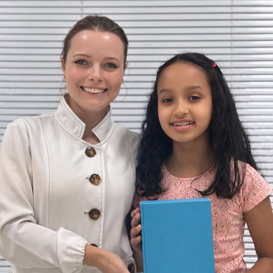 Dra. Denise Uecker com paciente infantil